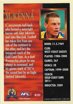 2012 Select AFL Eternity - Hall of Fame Series 4 #HF203 Guy McKenna Back